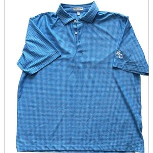 Peter Millar Summer Comfort Golf Polo Blue‎ Geometric Pattern Size L